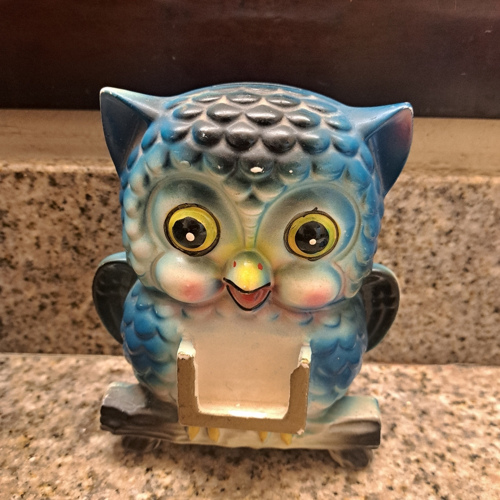 MCM vintage Blue Owl piggy bank